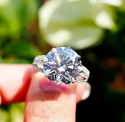 5 Carat D/VVS1 Round Real Moissanite Engagement Wedding Ring 925 Sterling Silver • $195.49