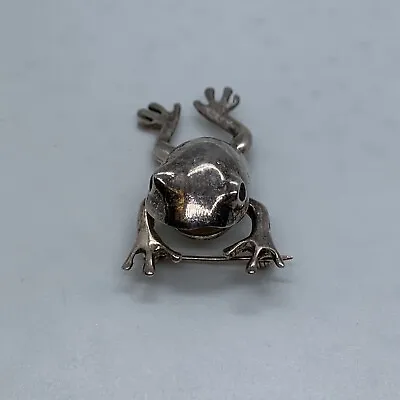 Vintage Sterling Silver Articulated Frog Brooch • $38.99