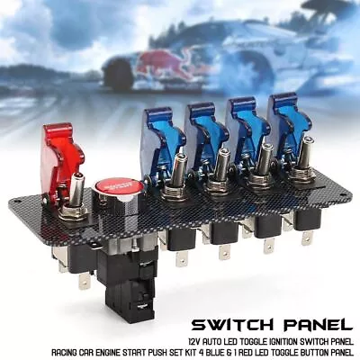 Racing Car Push Button Set Toggle Ignition Switch Panel Engine Start 12V LED • $52.08