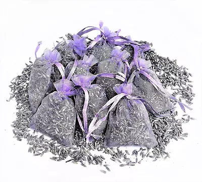 12 Bags Of Dried English Lavender In Small Lilac Organza Bags -Real Flower /Moth • £9.14