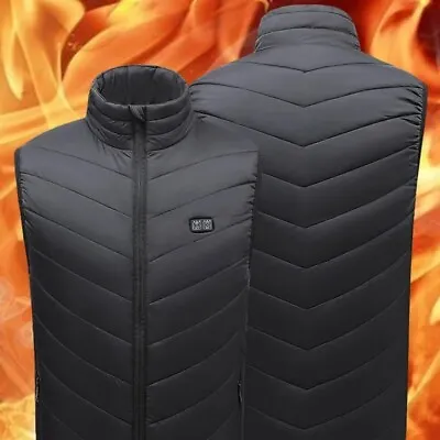 Heated Vest Warm Gilet Winter Electric USB Jacket Men Women Heating Coat Thermal • £16.31