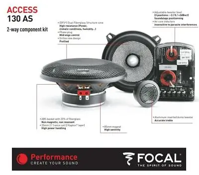 Focal 130AS 13cm (5.25”) 2-Way Compo Speaker Set 100 Watts • $190.55