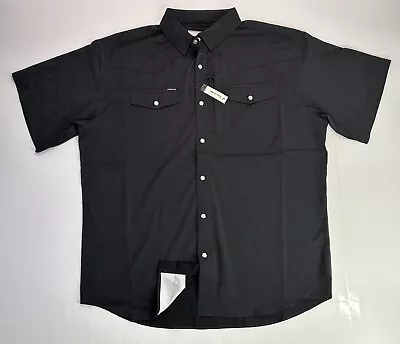 Poncho Men’s Short Sleeve Large Regular Fit Black Pearl Snap Western Cowboy NWOT • $49.95