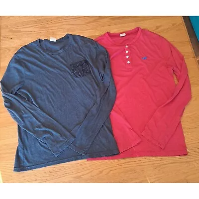 Mens Size Medium Long Sleeve Hollister Shirt Lot Gray Red • $13