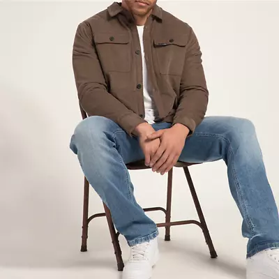 Mens Cargo Jacket Coat Loose Casual Long Sleeve Tops Retro Button Work Jackets • $37.24