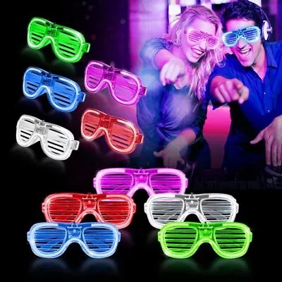 5 -15PCS Flashing Party Glasses LED Light Up Glow Neon Shutter Shades Disco Rave • £4.29