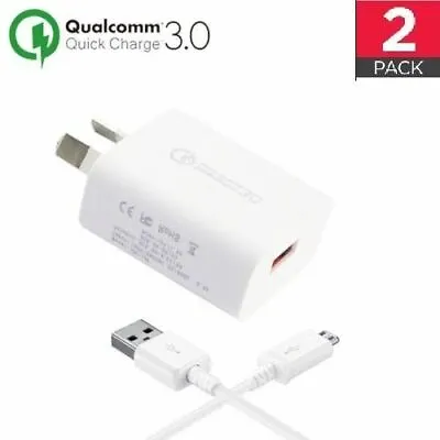 2x Qualcomm 3.0 ADAPTIVE FAST AC Wall Charger For S10+ S9 S8 S7/6 Edge Note 10 9 • $11.61