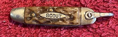 Antique Miniature A.W. Wadsworth & Son Scout 1 Blade Stag Sides Pocket Knife • $52.89