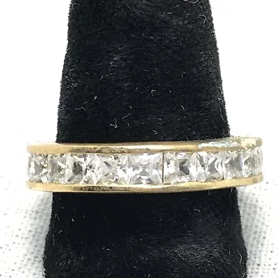 Vintage  Gold Vermeil Plated Crystal Eternity Band Ring  Varied Sizes • $79.99