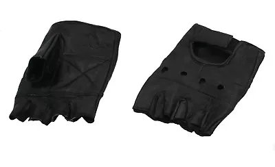 Lightweight Mens Leather Fingerless Motorcycle Gloves Biker S-XL • $9.98