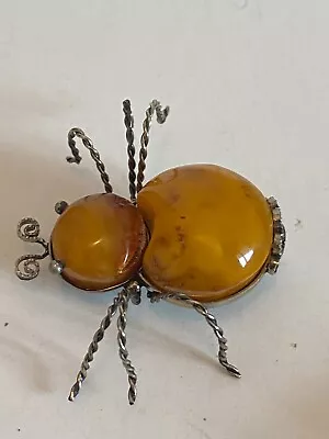 Vintage Amber Spider  Bug Insect Figural Brooch Pin • $11.50