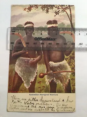 Antique Vintage Old Postcard Australian Aboriginals Boomerangs Waddy Red Stamp • $127.80