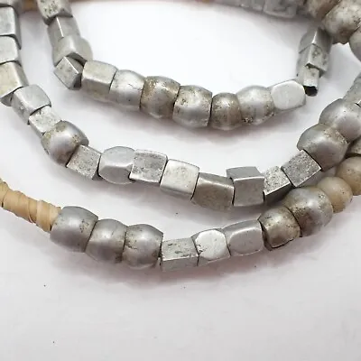 26  Strand ETHIOPIAN METAL BEADS Handmade Mursi Tribal African Trade Beads • $24