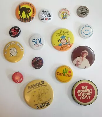 Vintage Pinback Button Lot 1980s Music Levis Happy Halloween Hall & Oates 1  2  • $15