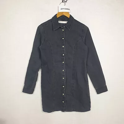 $11.99 • Buy Asos Australia Size 16 Black Longline Denim Buttons Up Shirt