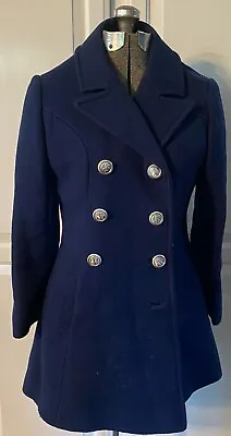 Vintage Country Pacer Wool Coat With Silver Anchor Buttons • $25