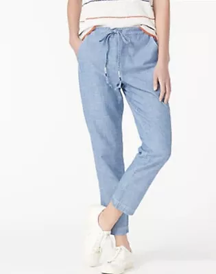 J Crew Tie Waist Seaside Pants In Chambray  S  New Without Tags Pull On • $32