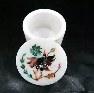 2.5 Inches Marble Ring Box Bird Design Inlay Work Jewelry Box From Vintage Craft • $81