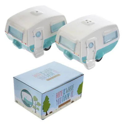 Ceramic Salt And Pepper Set ~ CARAVAN - Fun Design • £12.49