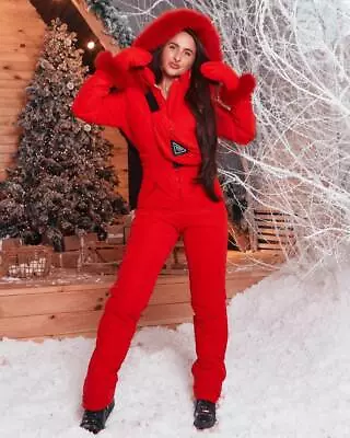 Women And Children Kids Red Matte Ski Jumpsuit Overall Winter Suit Snowboard • £208.81