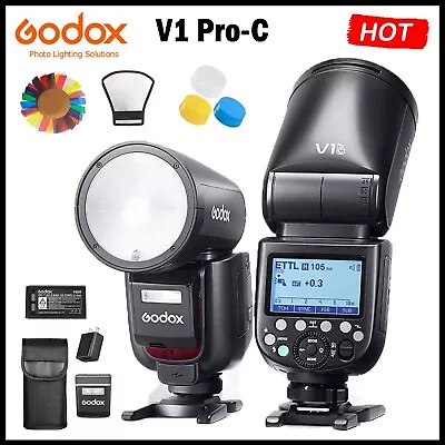 Godox V1 Pro-C TTL Li-ion Round Head Camera Flash Light Speedlight For Canon • £308