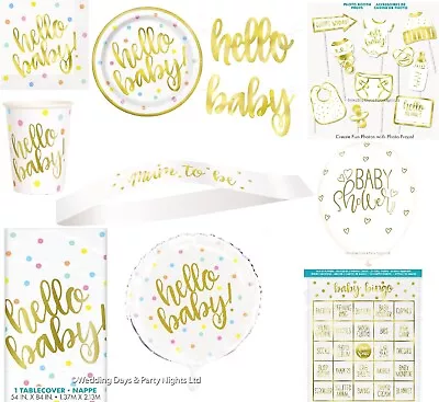 Hello Baby Shower Tableware Banner Photo Props Game Balloons Party Decor • £2.24