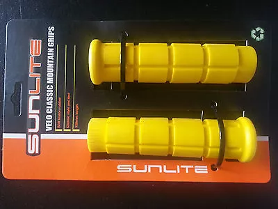 Sunlite Velo Classic Mountain Bike Grips-Soft Kraton Rubber-Classic Style-Yellow • $8.95