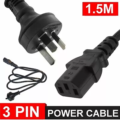 Power Cord Lead Cable 3 Pin Australian Plug To IEC-C13 Socket 250V 10A 1.5M • $14.49