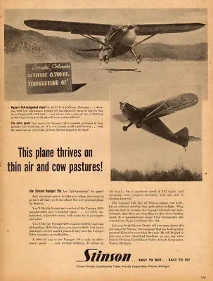 1946 Vintage Aircraft AD STINSON Voyager 150 Private 3 Seats Wayne MI 011418 • $7.88