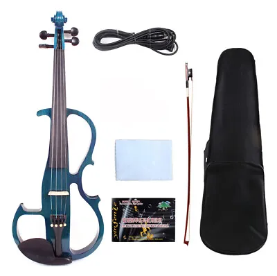 Electric Violin 4/4 Full Size Flame Maple Pattern Practice Silent Violin & Case • $214.79