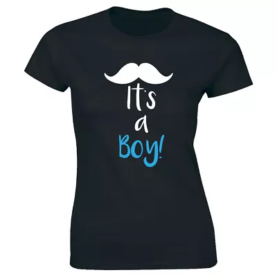 It's A Boy With Mustache Women's T-Shirt Cute Pregnancy Announcement Reveal Tee • $15.49