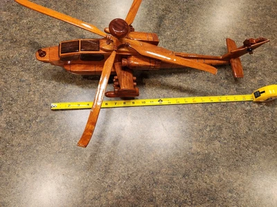 $4.99 • Buy Apache Helicopter Chopper Wooden Model Plane Bomber 