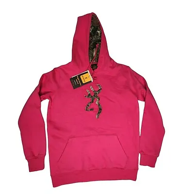 Browning Hoodie MOSSY OAK Pink Camo Buckmark Hunting Sweatshirt Small • $17