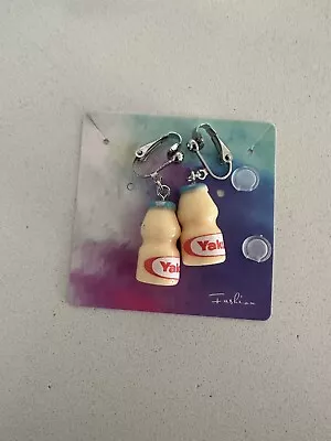 Yakult Clip On Earrings Novelty Food Theme Piercing Earrings Kids Jewellery • $15