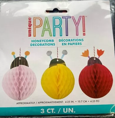 LadyBug Bug Party Decorations Hanging Honeycomb Cute Insects Girls Birthday X 3 • £2.99