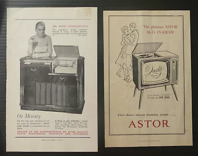 ASTOR Vintage Ad 1958 '59 Concertmaster Record Player Radio Radiogram TV-Gram TV • $18