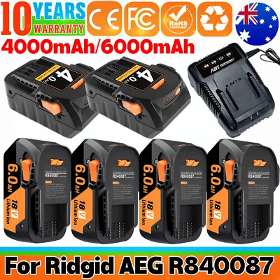6.0Ah 18V Li-Ion Battery For RIDGID AEG R840087 R840086 L1830R L1815R / Charger • $45.99