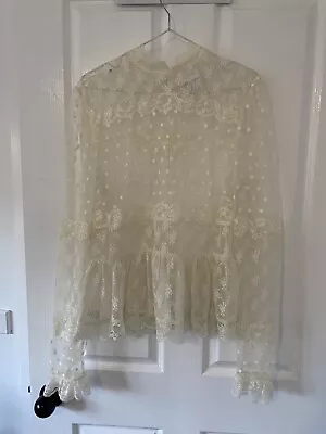 Alice McCall Size 14 Lace Vintage Look Pearl Buttons High Collar Blouse Top EC • $75