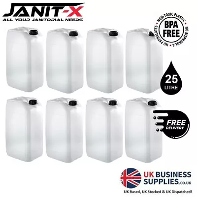 8 X 25L Janit-X LITRE PLASTIC WATER CONTAINER JERRYCAN CARRIER FOOD DRUM W/LIDS • £59.99