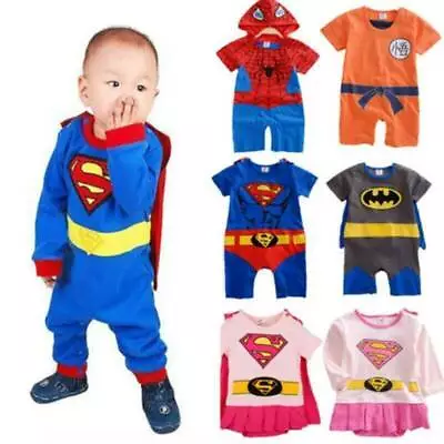 Baby Boys Girls Superhero Superman Romper Jumpsuit Cape Cosplay Costume Clothes' • $18.59