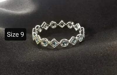 Avon Sterling Silver .925 Birthstone Band December Blue Topaz Size 9 NEW In Box • $21.60