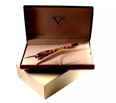 Visconti Pericle 2001 Cracked Amber & Sterling Rollerball Pen W/ Box/case #8116 • $599