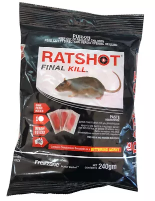 IO Ratshot Rapidkill Red Rat Mouse Rodent Bait PASTE Final Kill 240 Gm  • $23.99