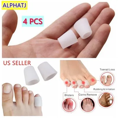 4) Pcs Silicone Gel Pinky Toe Sleeves Protectors Covers For Blister Hammer Toes • $6.60