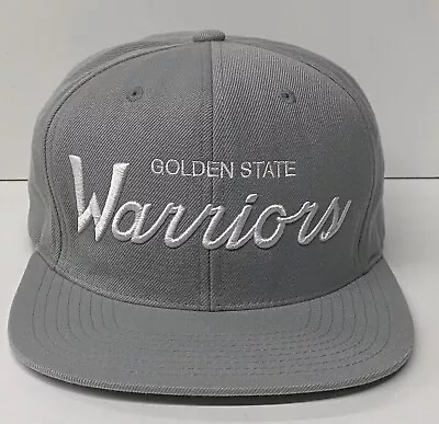 Golden State Warriors Hat Cap Snap Back Mens Gray White Script Mitchell & Ness • $24.95