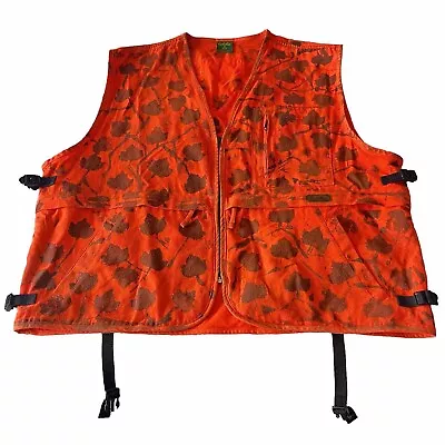 Cabela's Orange Leaves Camo Vest 6 Pockets XL/TG • $24.95