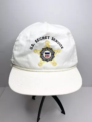 Vintage U.S. Secret Service White 5 Panel Rope Snapback Hat • $20