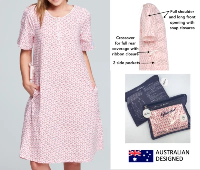 £44.78 • Buy Hospital / Maternity Gown HEARTS 100% Cotton 6 Sizes Incl.plus Size FREE POST AU