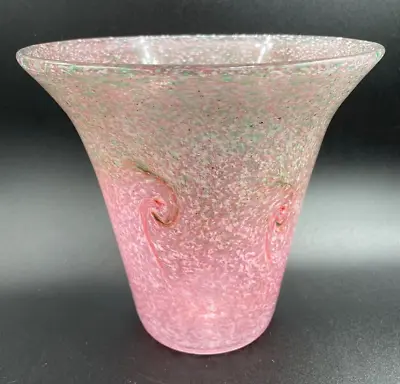 Stunning Vasart Hand Blown Perthshire Scottish Glass Pink/green Vase - 7 Inches • £76