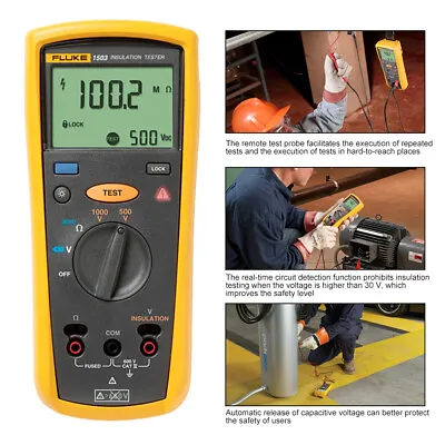 Fluke 1503 Digital Insulation Resistance Meter Megger 2000 MΩ Backlight CAT IV • $249.97